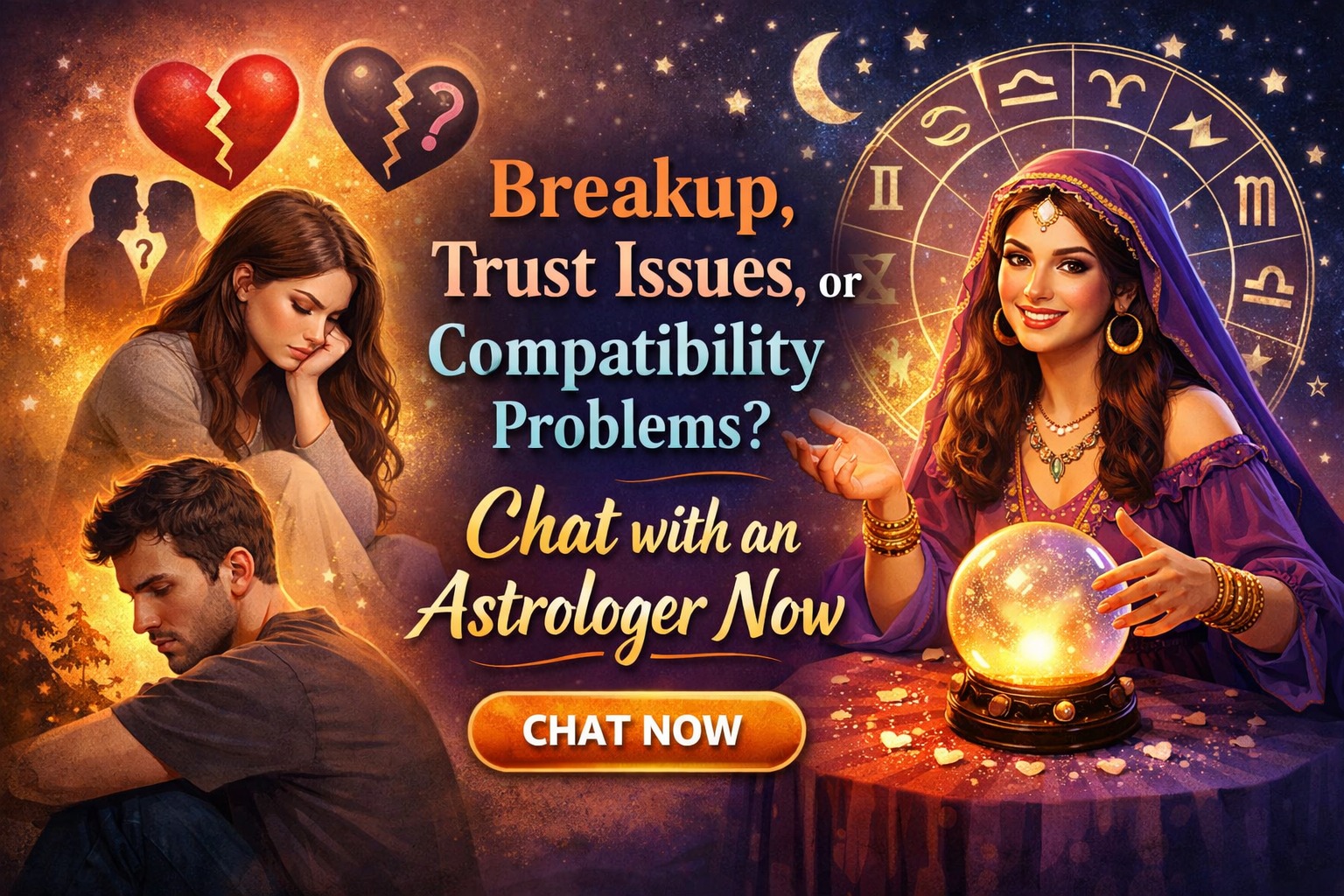 Breakup, trust issues, and compatibility problems – chat with an astrologer online for relationship guidance